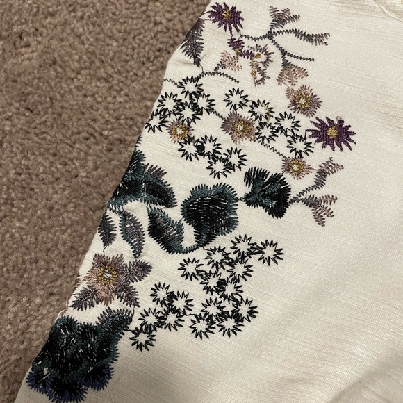 Free People off-white mini dress with floral design half sleeves - Picture 3 of 3